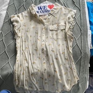 Yellow flower button up blouse